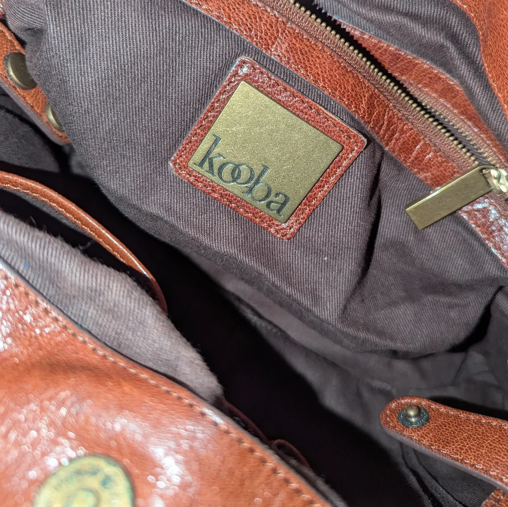 Kooba Whiskey Brown Leather Shoulder Bag.